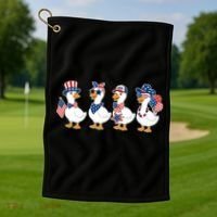 Cute Fourth Of July Patriotic Goose Group Golf Towel thumb 1