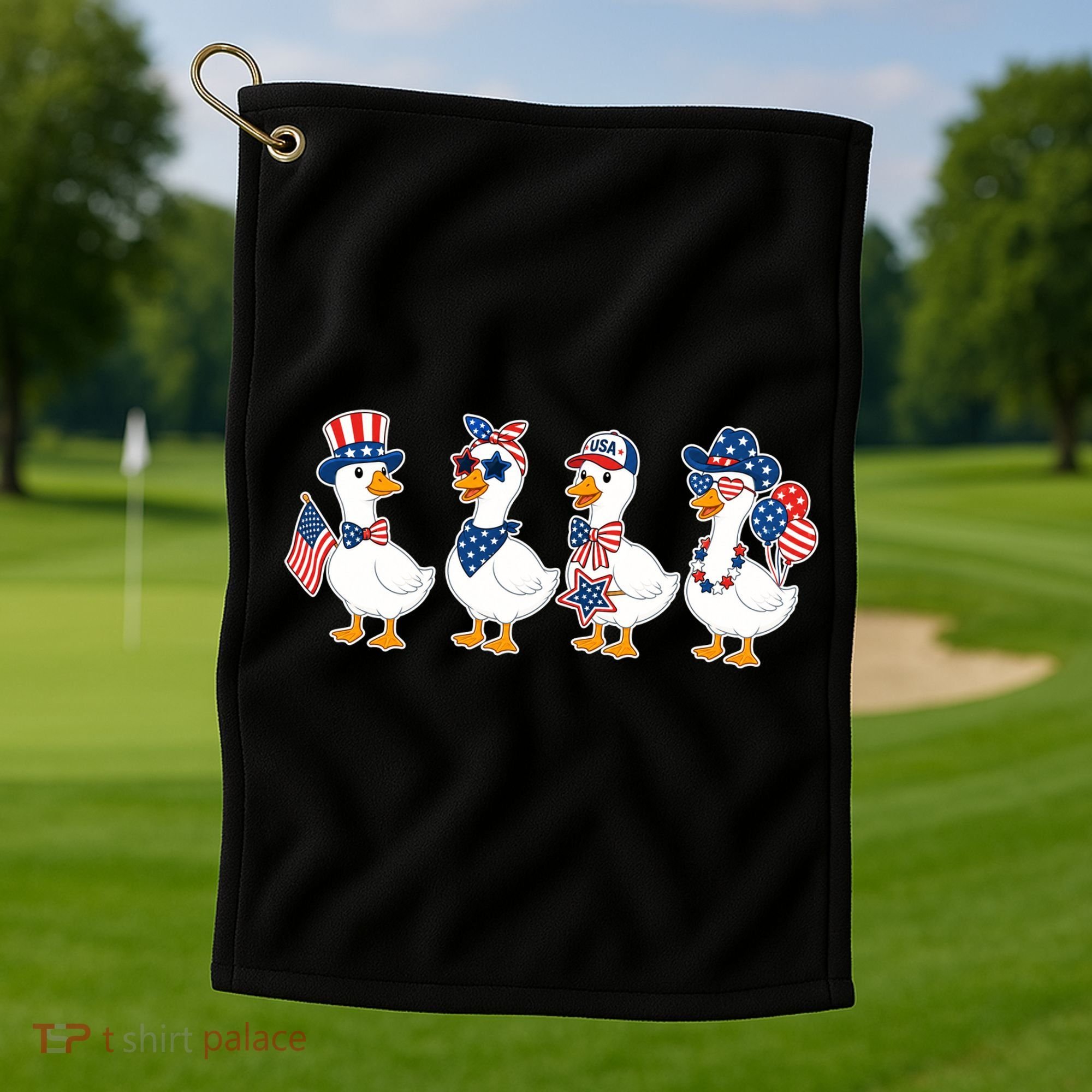 Cute Fourth Of July Patriotic Goose Group Golf Towel