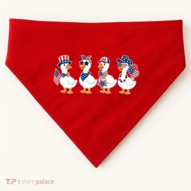 Cute Fourth Of July Patriotic Goose Group USA-Made Doggie Bandana