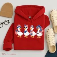 Cute Fourth Of July Patriotic Goose Group Hoodie thumb 4