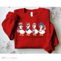 Cute Fourth Of July Patriotic Goose Group Sweatshirt thumb 2