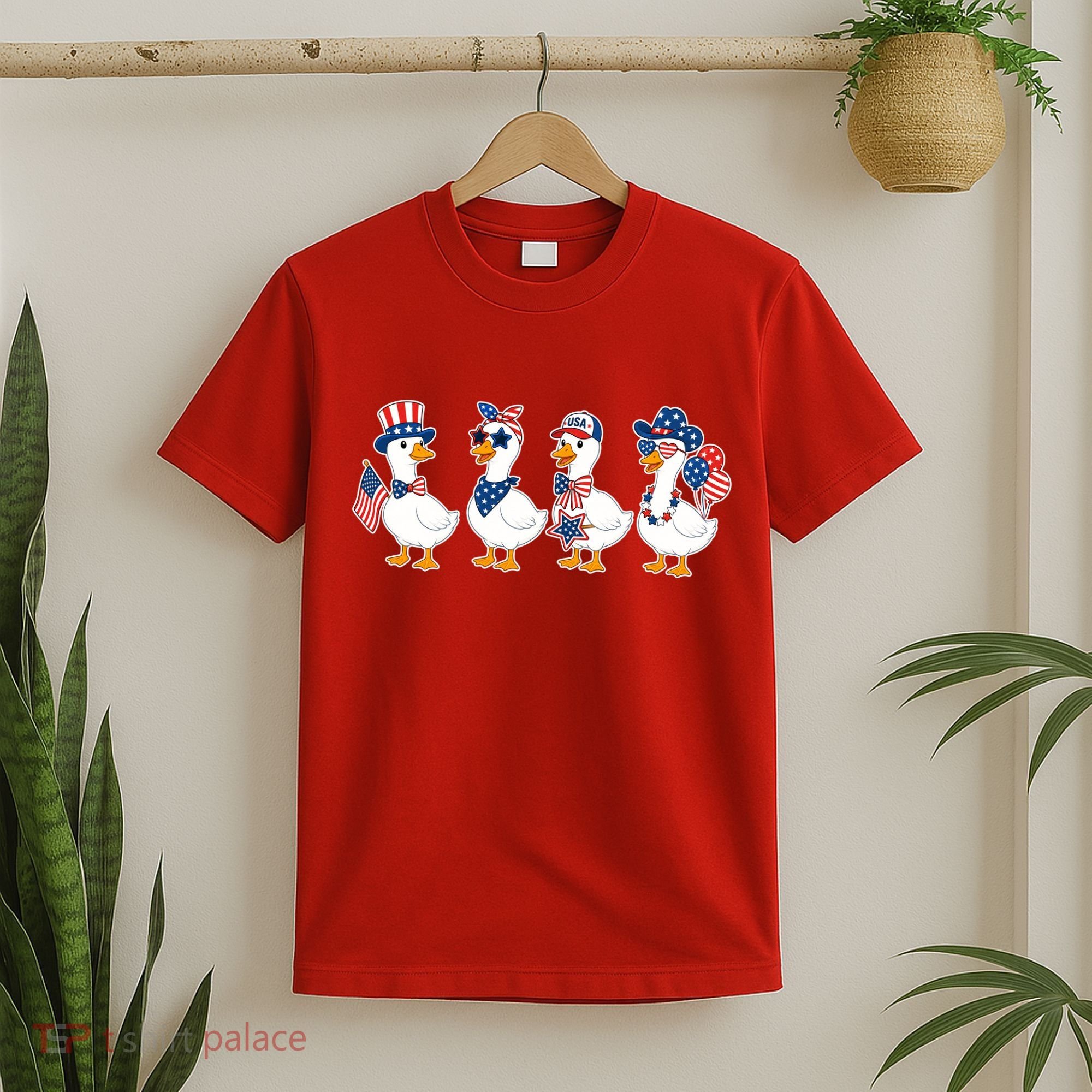 Cute Fourth Of July Patriotic Goose Group T-Shirt