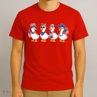 Cute Fourth Of July Patriotic Goose Group T-Shirt thumb 3