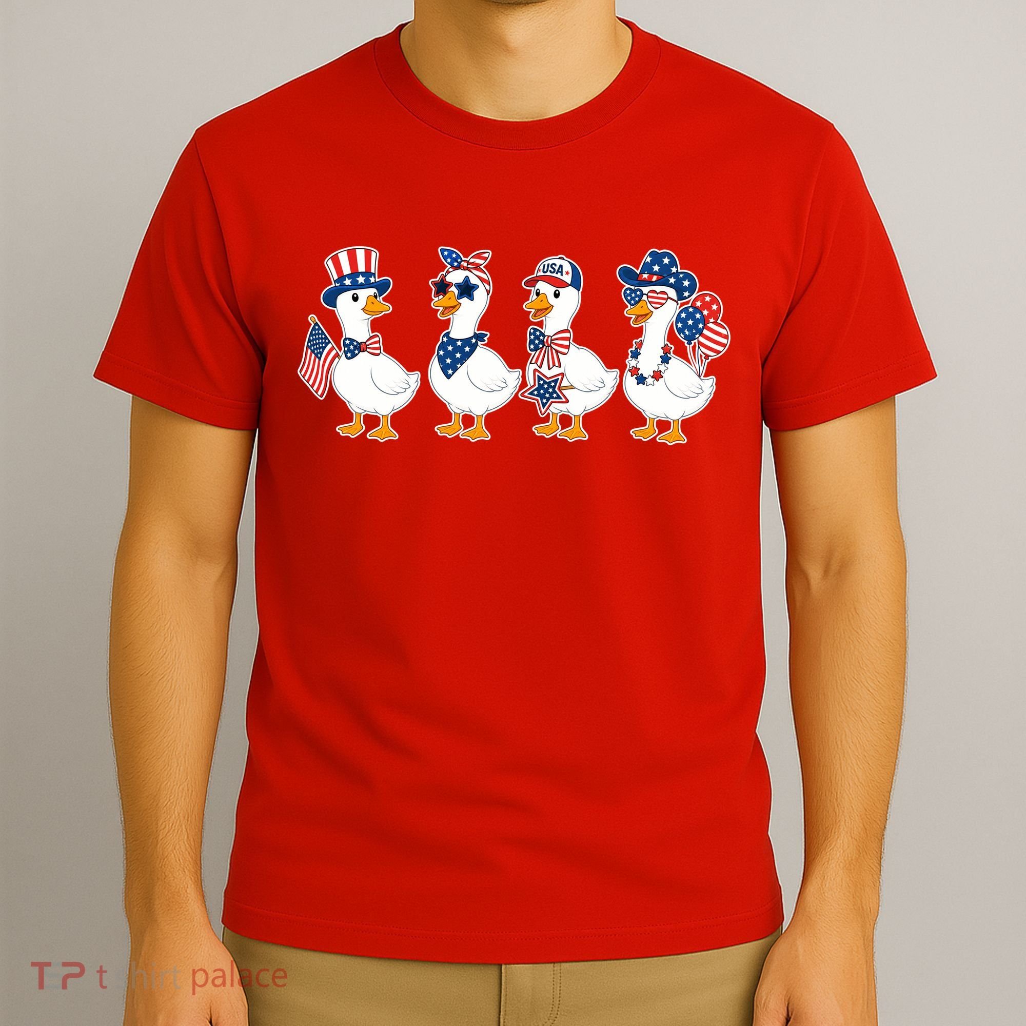 Cute Fourth Of July Patriotic Goose Group T-Shirt
