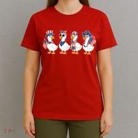 Cute Fourth Of July Patriotic Goose Group T-Shirt thumb 4