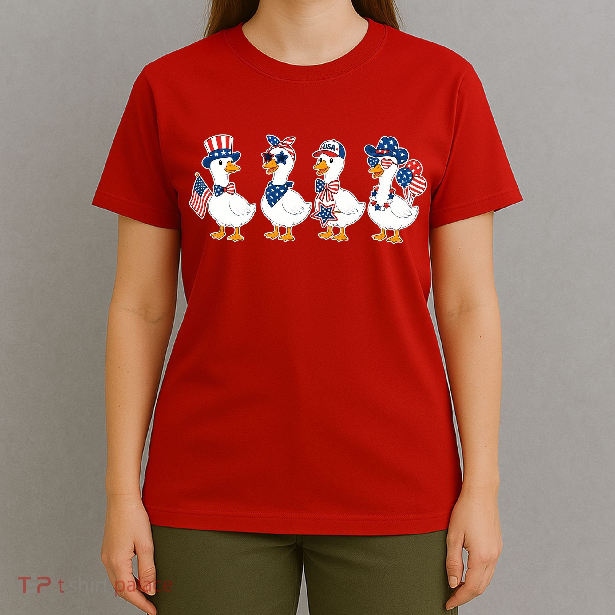 Cute Fourth Of July Patriotic Goose Group T-Shirt