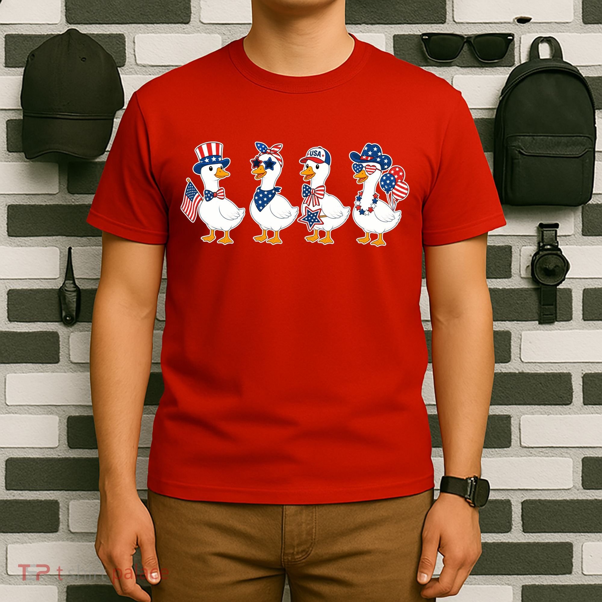 Cute Fourth Of July Patriotic Goose Group T-Shirt