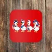 Cute Fourth Of July Patriotic Goose Group Coaster thumb 0