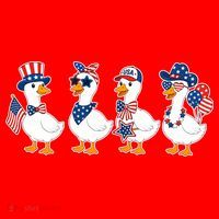 Cute Fourth Of July Patriotic Goose Group Coaster thumb 2