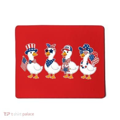 Cute Fourth Of July Patriotic Goose Group Mousepad