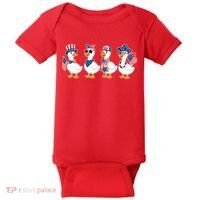 Cute Fourth Of July Patriotic Goose Group Baby Bodysuit thumb 0