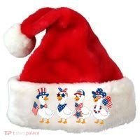 Cute Fourth Of July Patriotic Goose Group Santa Hat thumb 0