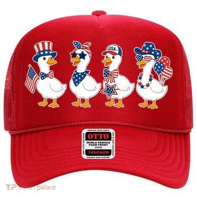 Cute Fourth Of July Patriotic Goose Group Hat