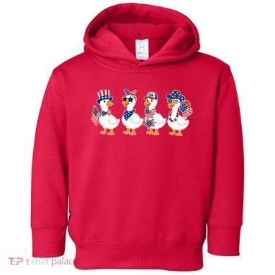 Cute Fourth Of July Patriotic Goose Group Toddler Hoodie