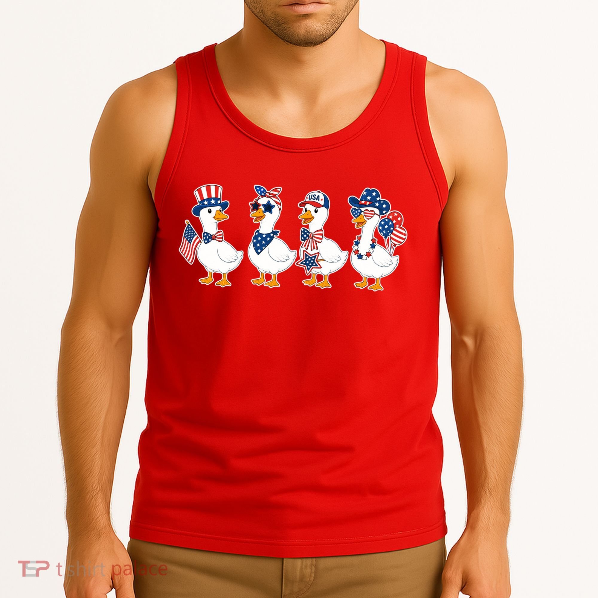 Cute Fourth Of July Patriotic Goose Group Tank Top