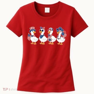 Cute Fourth Of July Patriotic Goose Group Women's T-Shirt