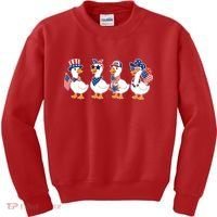 Cute Fourth Of July Patriotic Goose Group Kids Sweatshirt thumb 0
