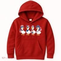 Cute Fourth Of July Patriotic Goose Group Kids Hoodie thumb 0
