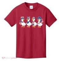 Cute Fourth Of July Patriotic Goose Group Kids T-Shirt thumb 0