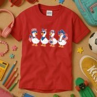 Cute Fourth Of July Patriotic Goose Group Kids T-Shirt thumb 3