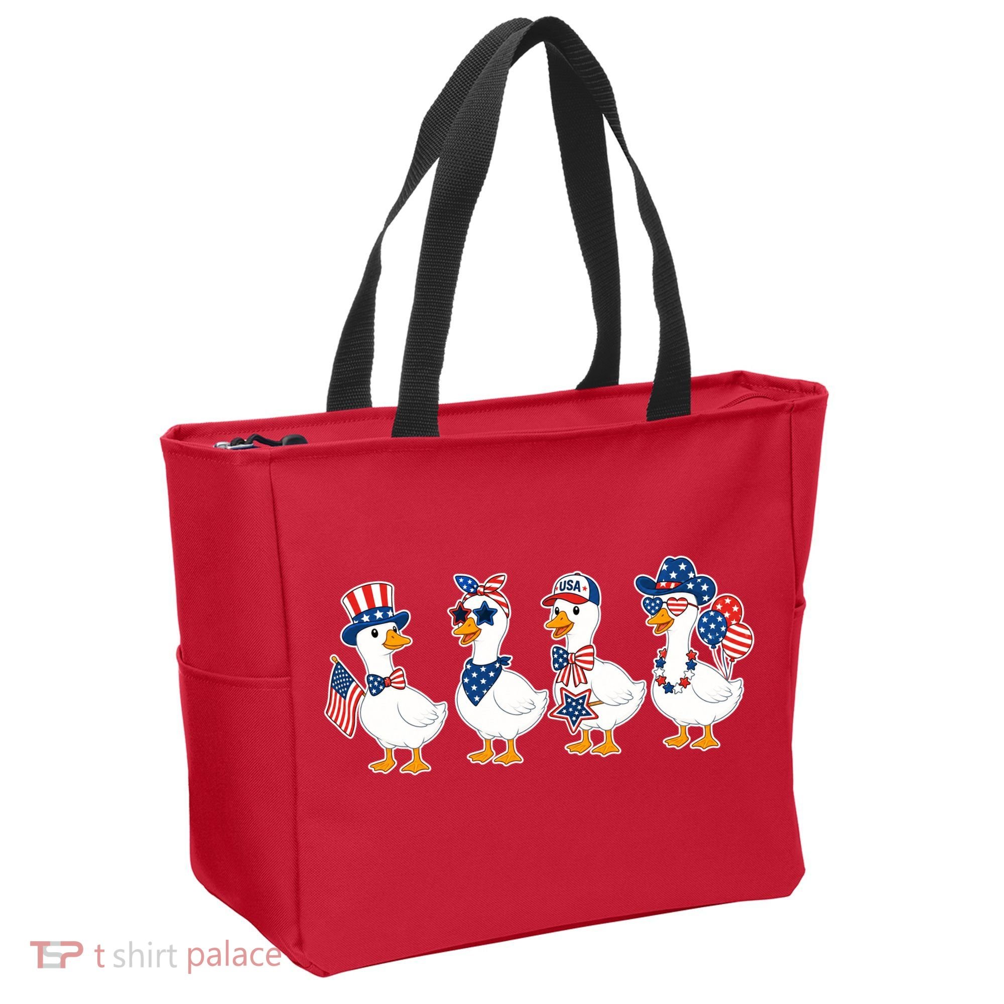 Cute Fourth Of July Patriotic Goose Group Tote Bag