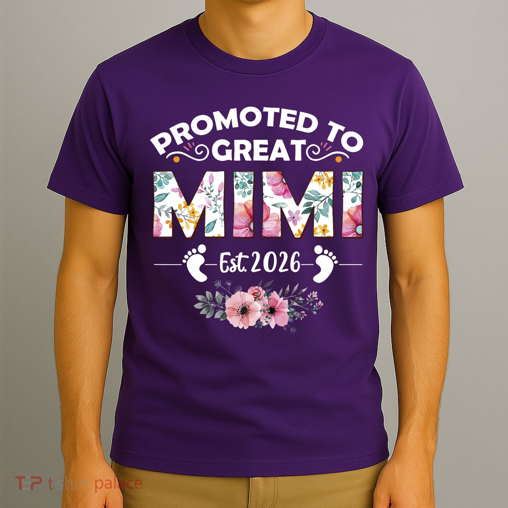 Cute Floral Promoted To Great Mimi Est 2026  T-Shirt