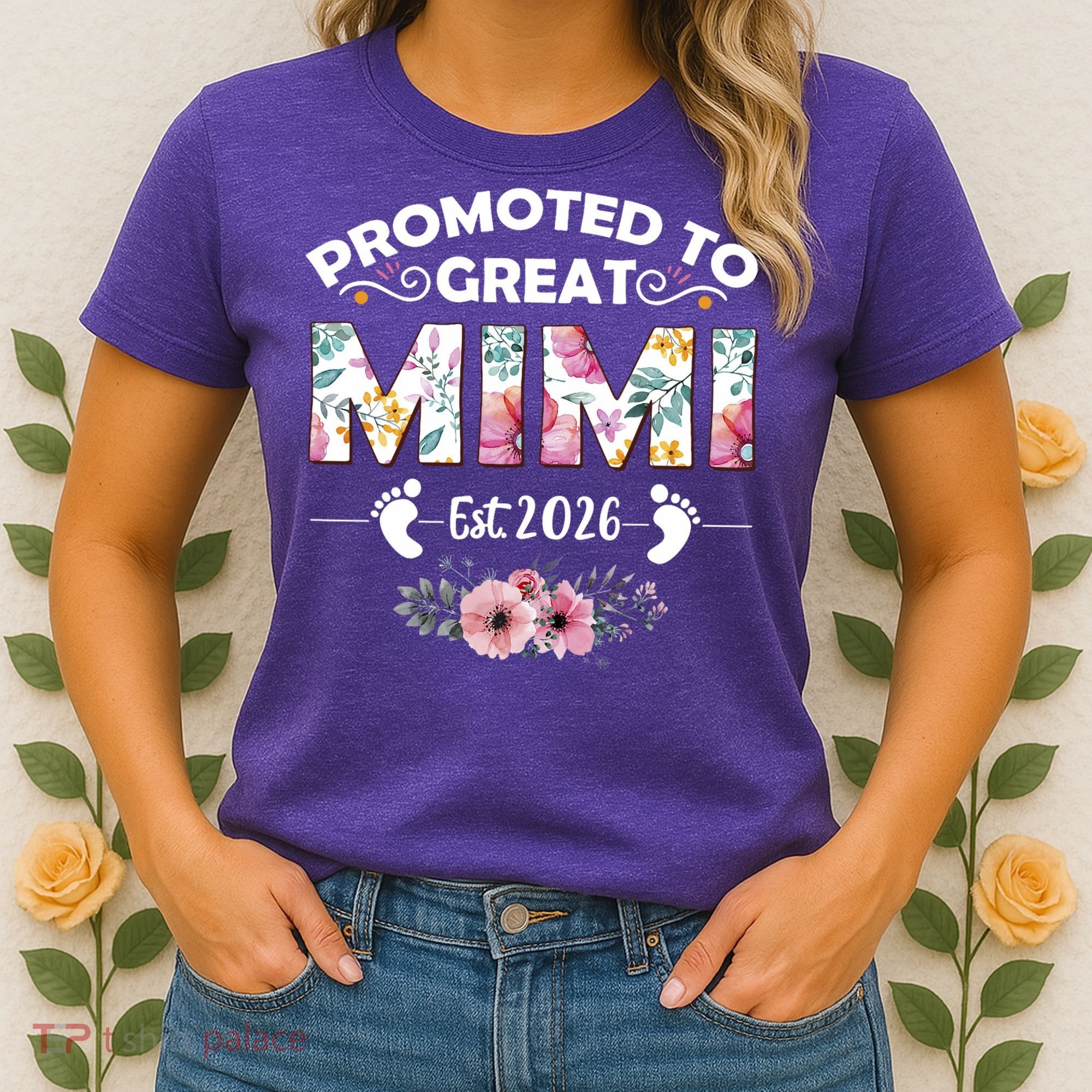 Cute Floral Promoted To Great Mimi Est 2026  Women's T-Shirt