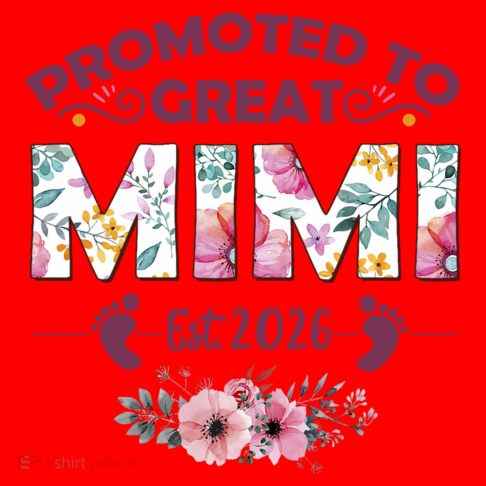 Cute Floral Promoted To Great Mimi Est 2026  Santa Hat