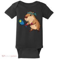 Capybara Funny Pickleball Capybara Pickle Ball Women Baby Bodysuit thumb 0