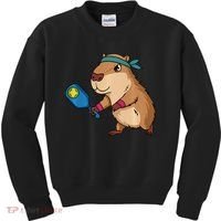 Capybara Funny Pickleball Capybara Pickle Ball Women Kids Sweatshirt thumb 0