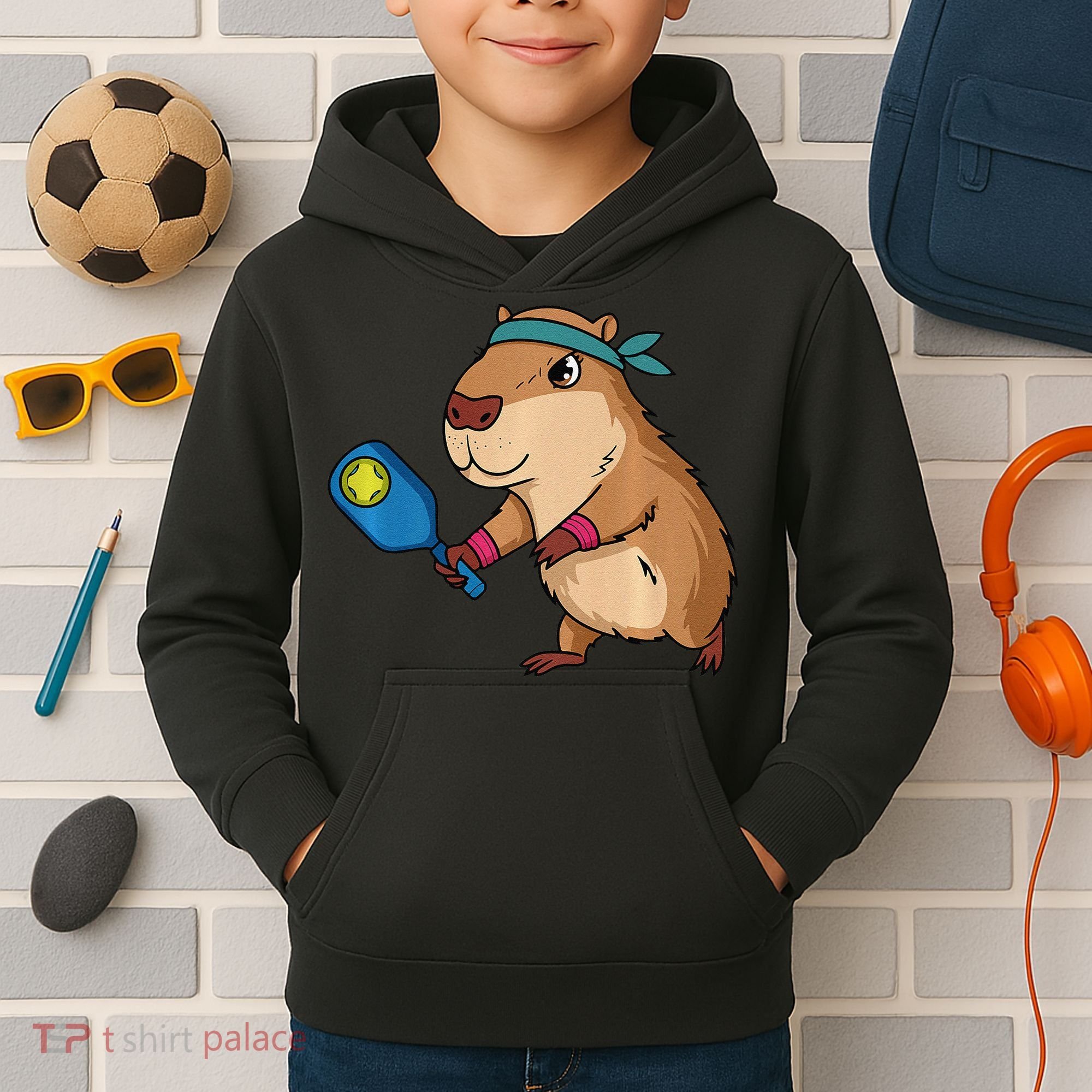 Capybara Funny Pickleball Capybara Pickle Ball Women Kids Hoodie