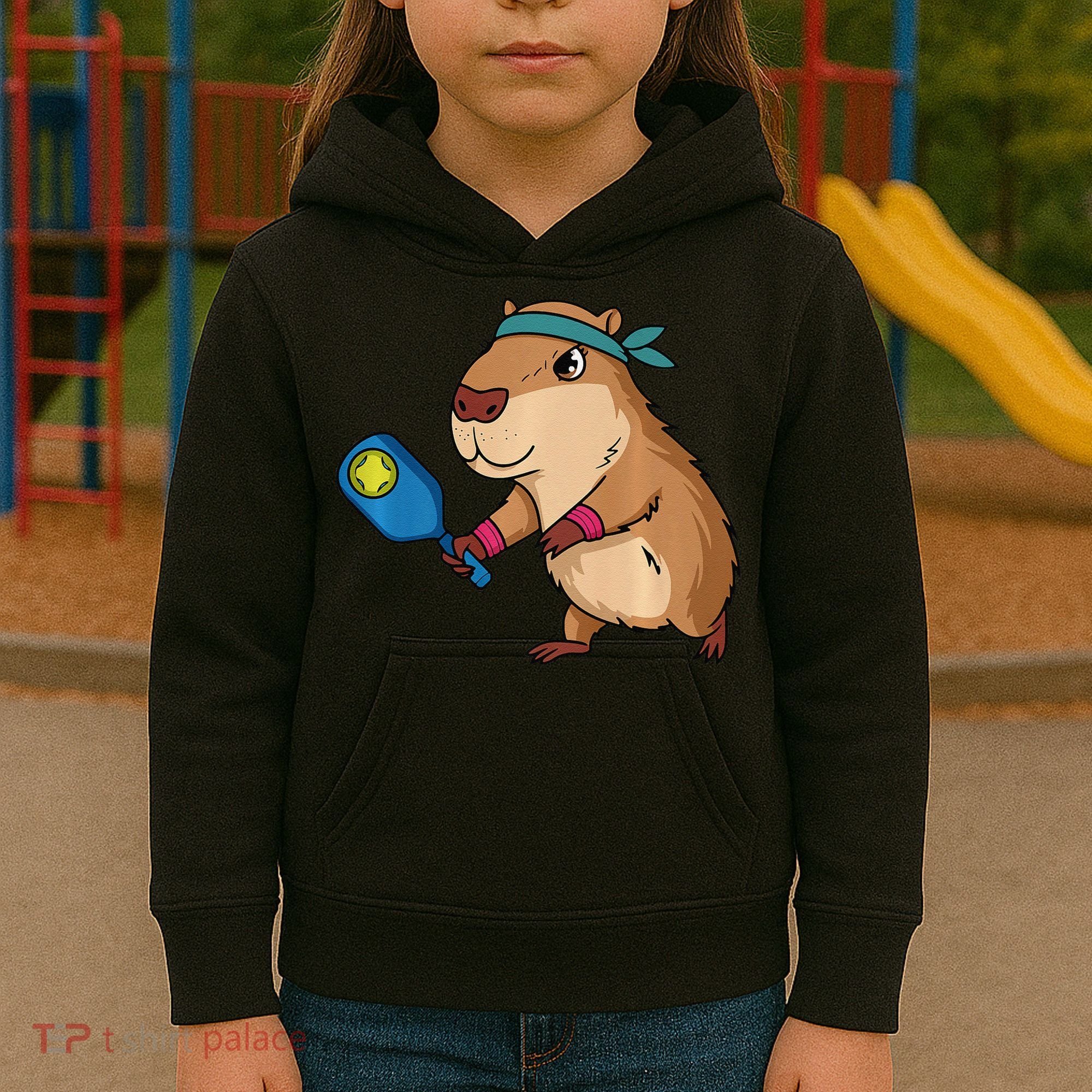 Capybara Funny Pickleball Capybara Pickle Ball Women Kids Hoodie
