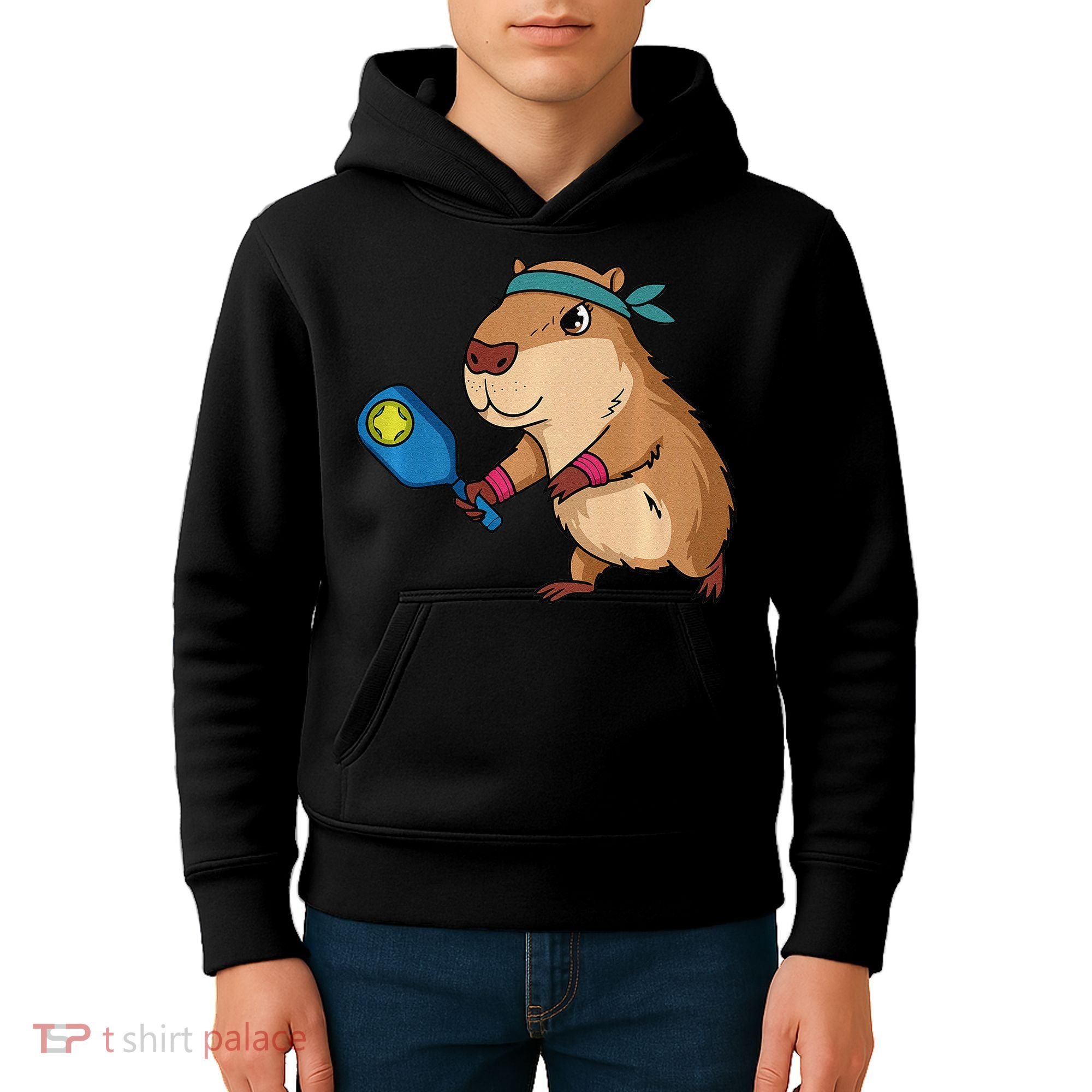 Capybara Funny Pickleball Capybara Pickle Ball Women Kids Hoodie