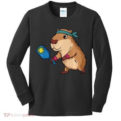 Capybara Funny Pickleball Capybara Pickle Ball Women Kids Long Sleeve Shirt