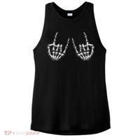 Cool Funny Punk Rock On Skeleton Hands Ladies PosiCharge Tri-Blend Wicking Tank thumb 0