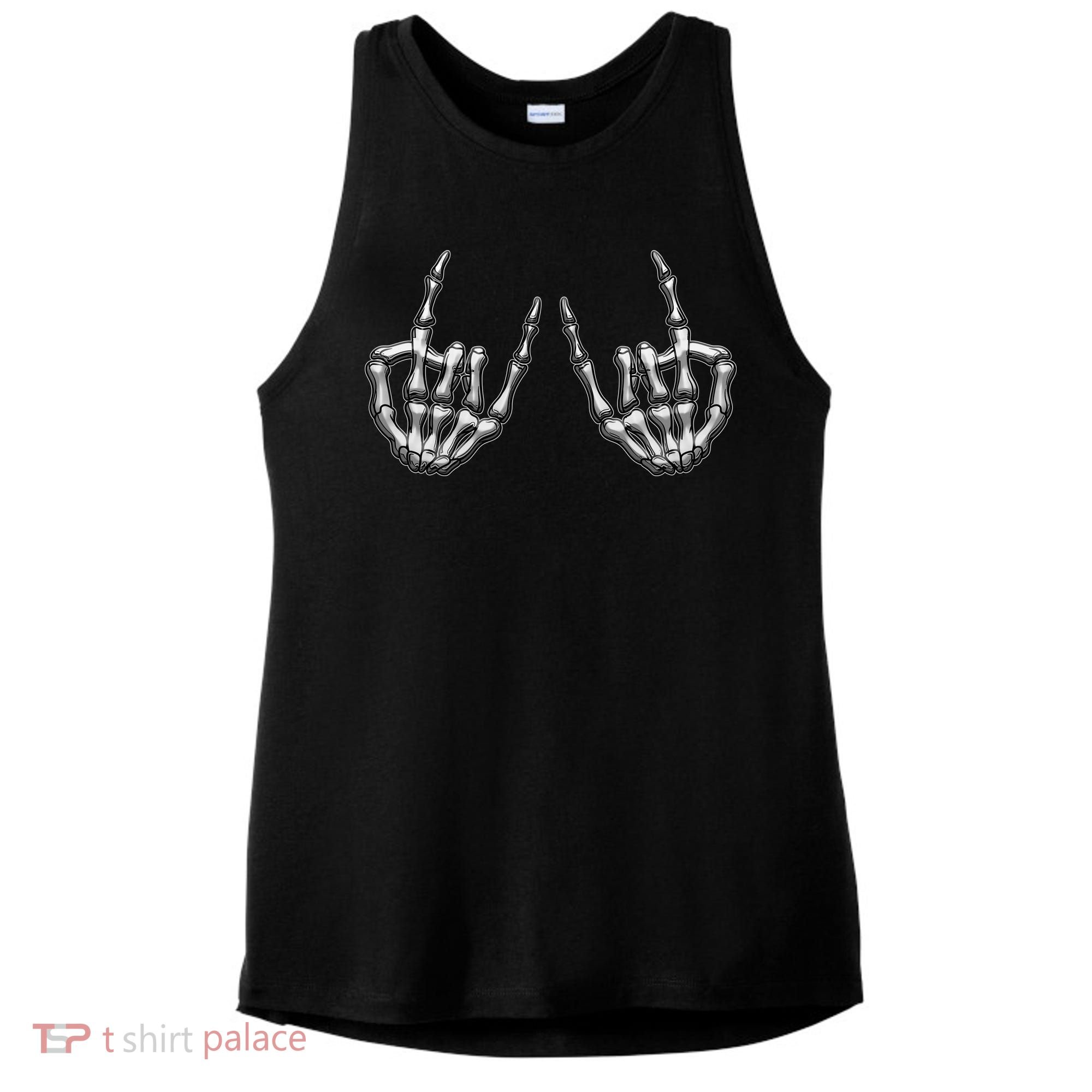 Cool Funny Punk Rock On Skeleton Hands Ladies PosiCharge Tri-Blend Wicking Tank