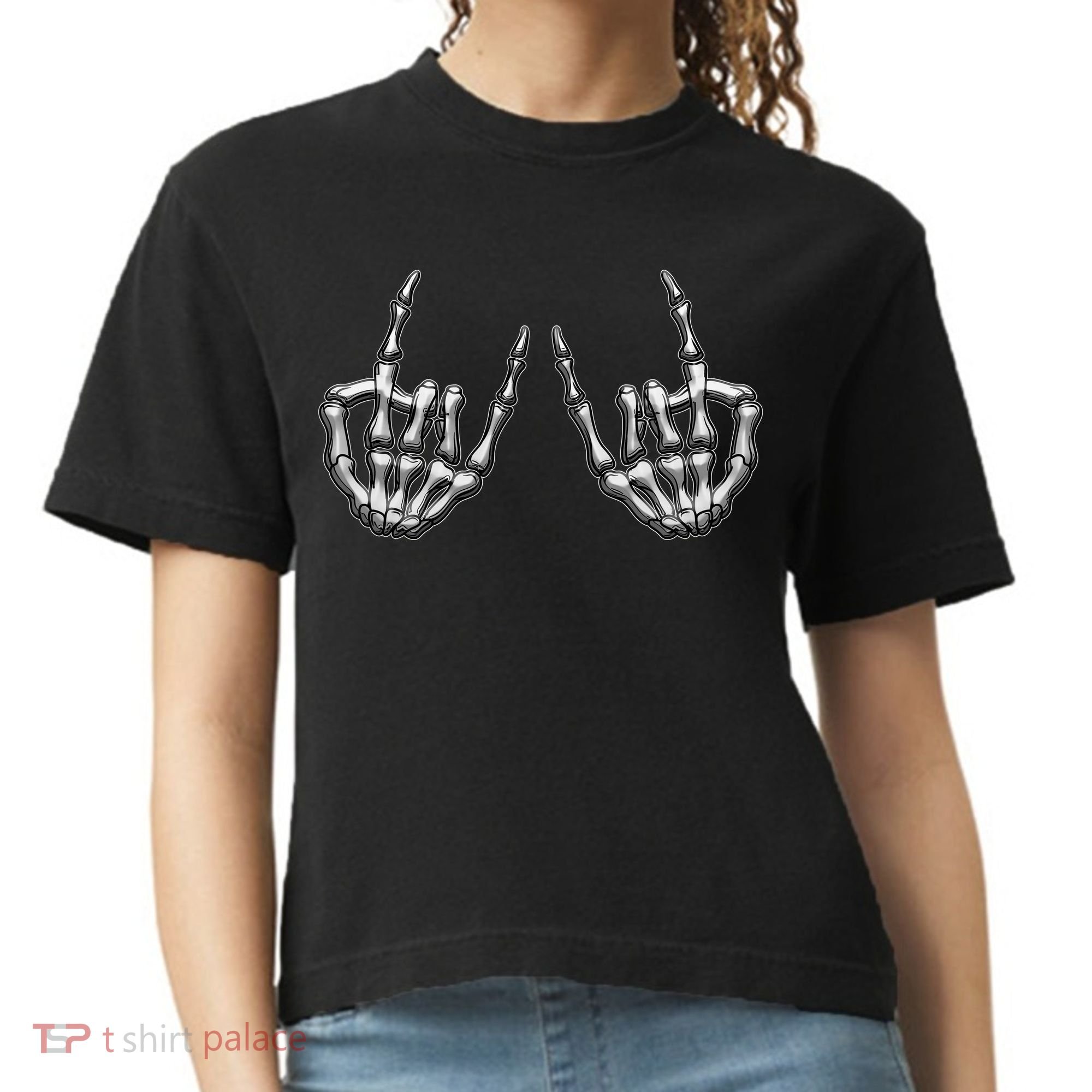 Cool Funny Punk Rock On Skeleton Hands Comfort Colors Boxy T-Shirt