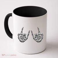 Cool Funny Punk Rock On Skeleton Hands Coffee Mug thumb 0