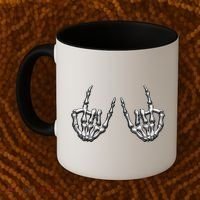 Cool Funny Punk Rock On Skeleton Hands Coffee Mug thumb 2