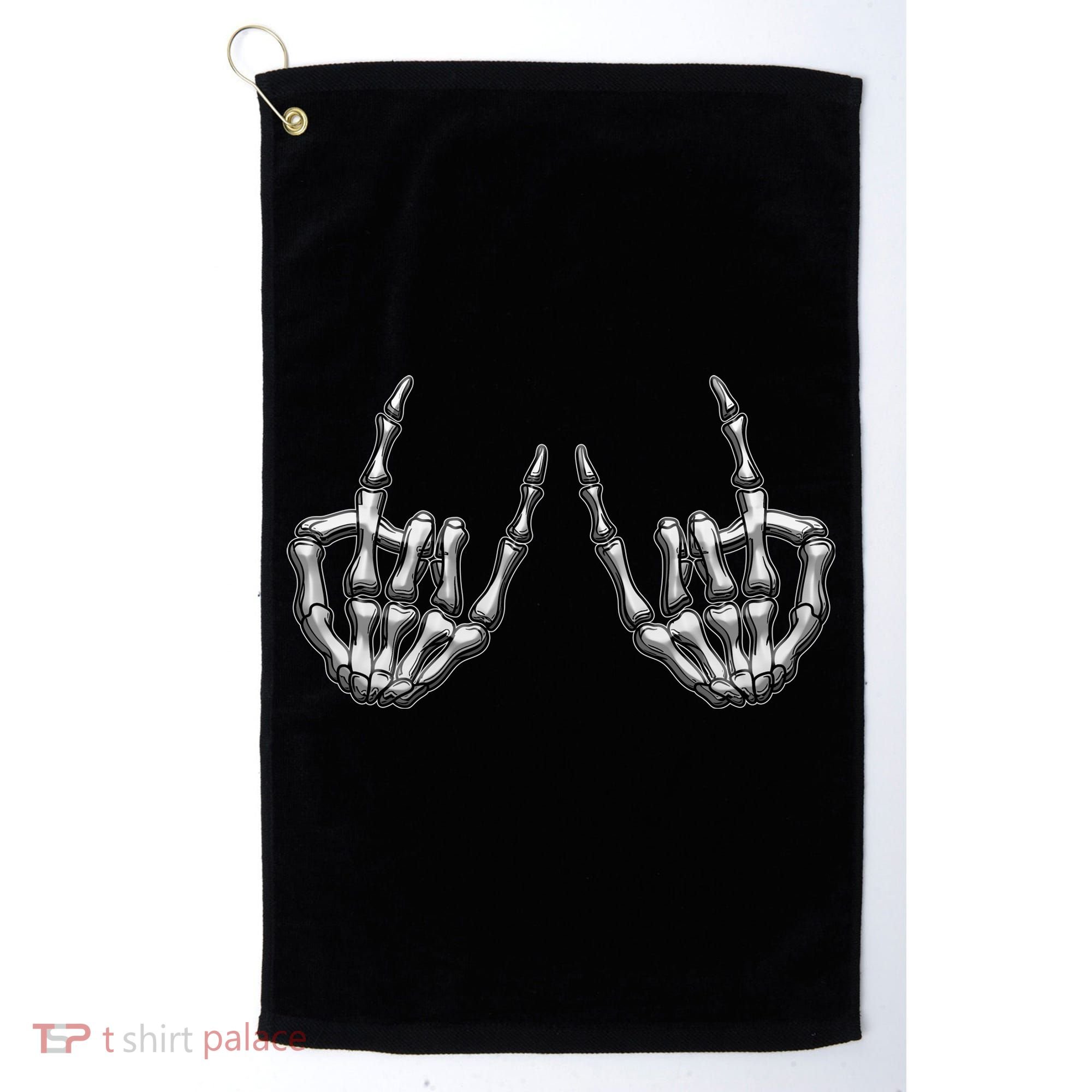 Cool Funny Punk Rock On Skeleton Hands Golf Towel