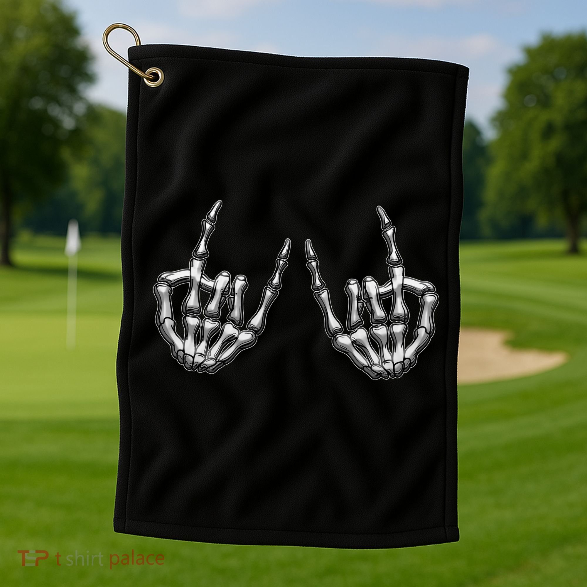 Cool Funny Punk Rock On Skeleton Hands Golf Towel