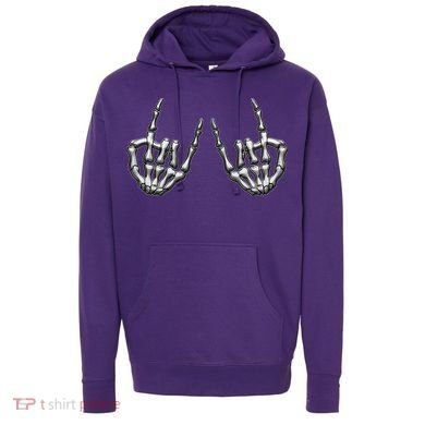 Cool Funny Punk Rock On Skeleton Hands Hoodie
