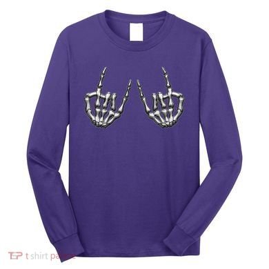 Cool Funny Punk Rock On Skeleton Hands Long Sleeve Shirt