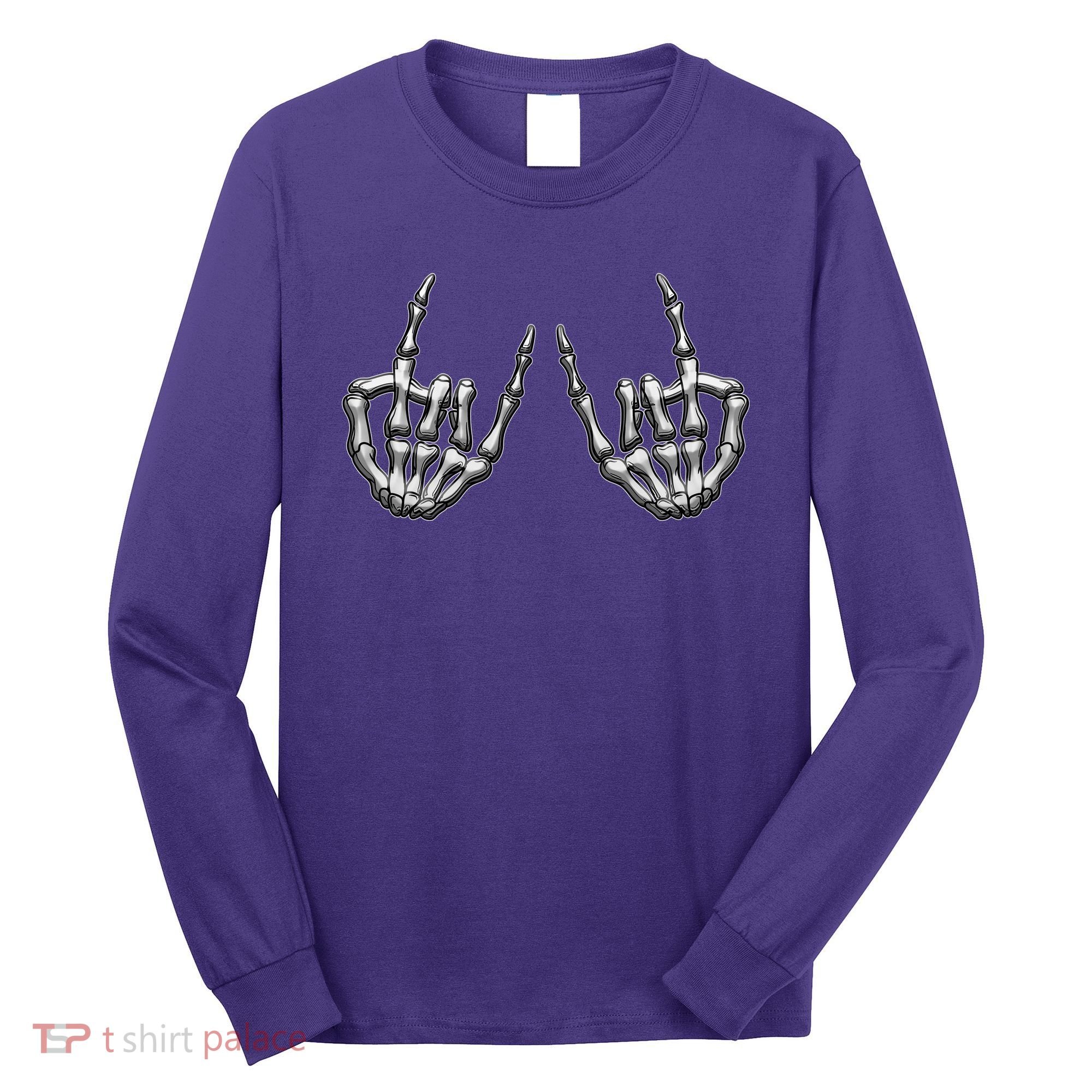 Cool Funny Punk Rock On Skeleton Hands Long Sleeve Shirt