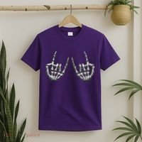 Cool Funny Punk Rock On Skeleton Hands T-Shirt thumb 2