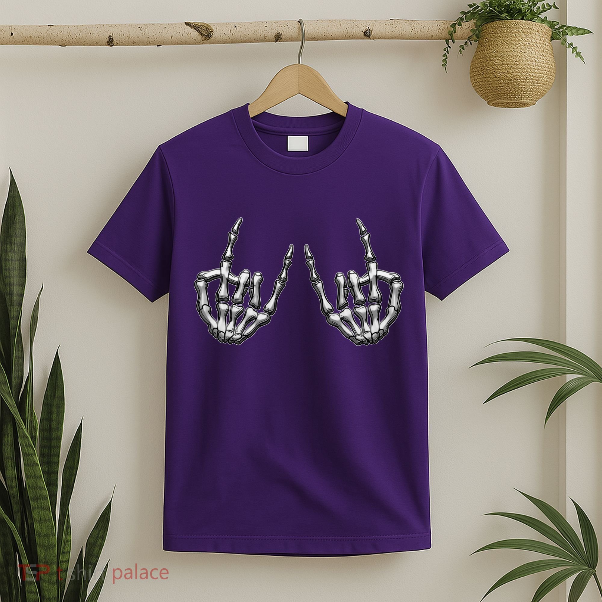 Cool Funny Punk Rock On Skeleton Hands T-Shirt