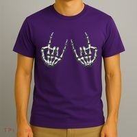 Cool Funny Punk Rock On Skeleton Hands T-Shirt thumb 3