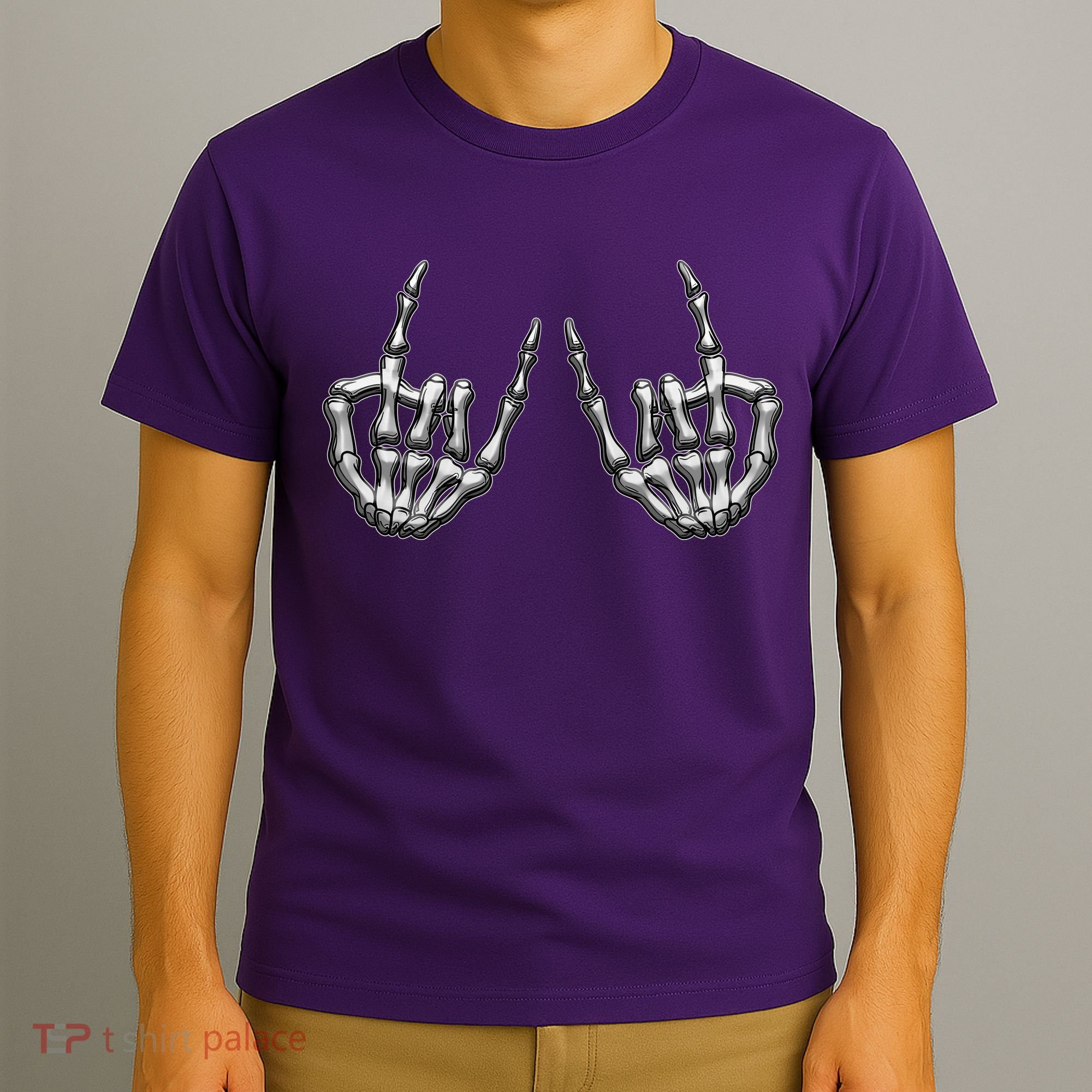 Cool Funny Punk Rock On Skeleton Hands T-Shirt