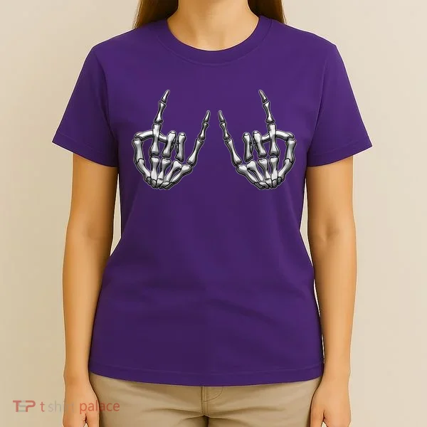 Cool Funny Punk Rock On Skeleton Hands T-Shirt