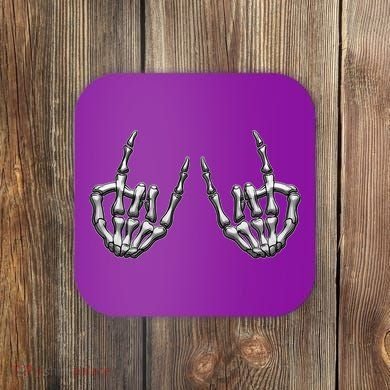 Cool Funny Punk Rock On Skeleton Hands Coaster
